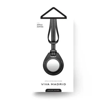 Viva Madrid Airtrax Leather Bag Charm Case For Airtag -Black